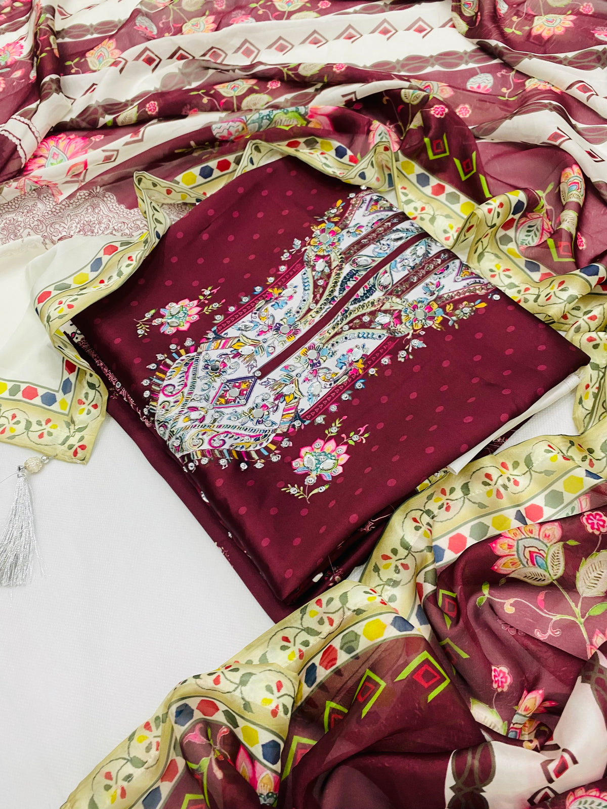 MB MAHROON BEATS LUXURY CHINA SILK