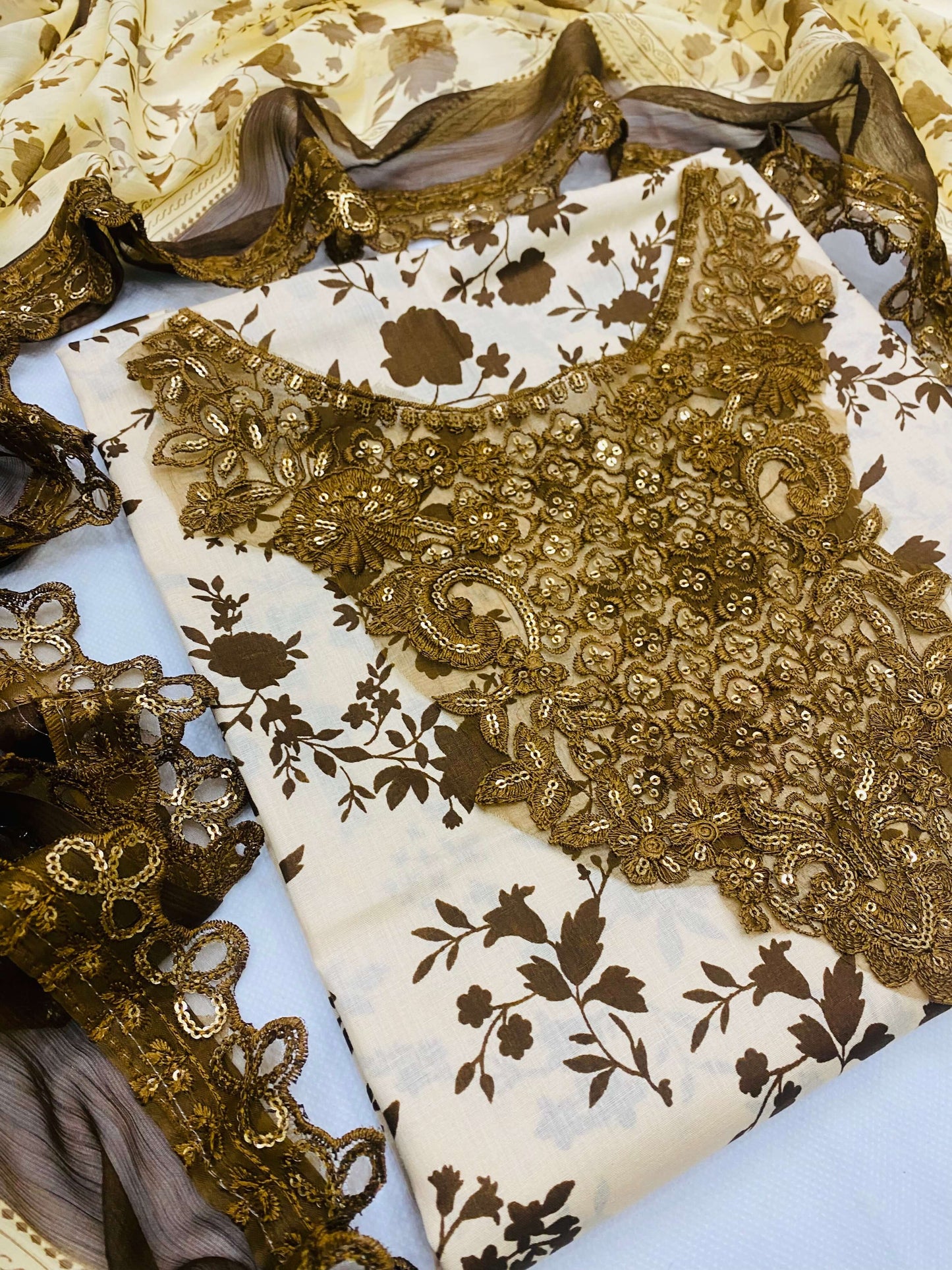 ANEELA SKIN BROWN DIGITAL LAWN
