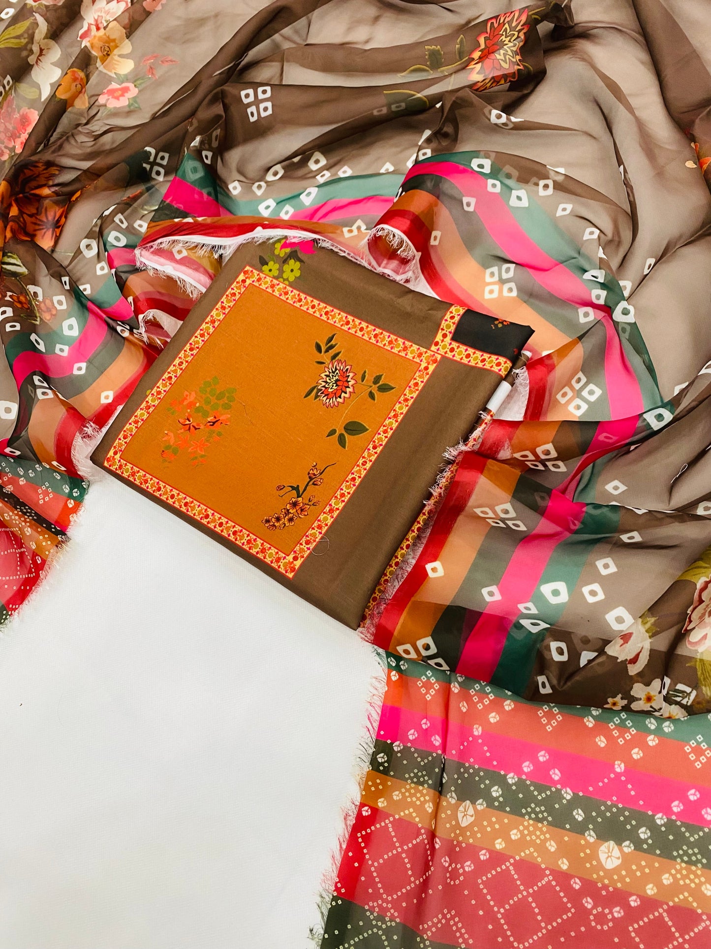 SWISS LAWN SKIN BROWN CHUNRI