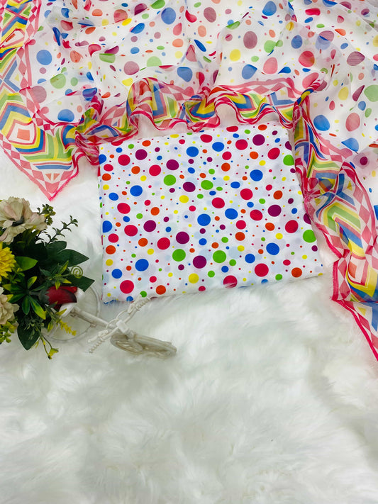 SWISS LAWN WHITE MULTI BUBBLES