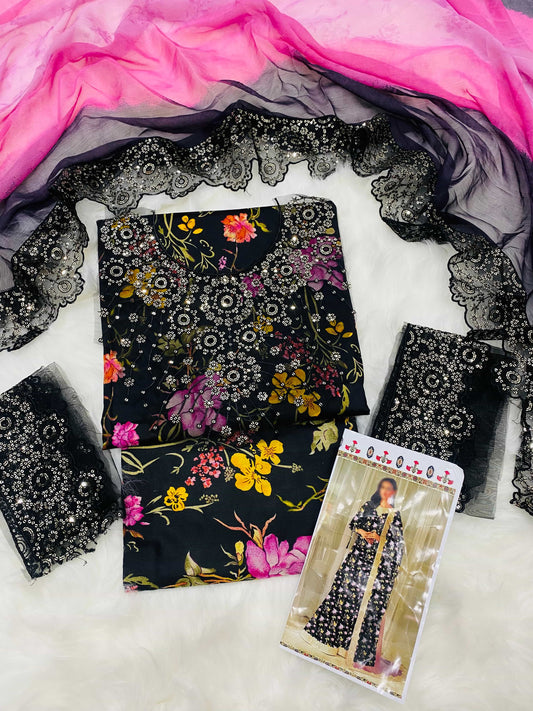 IZNIK BLACK COCKTAIL LUXURY LAWN