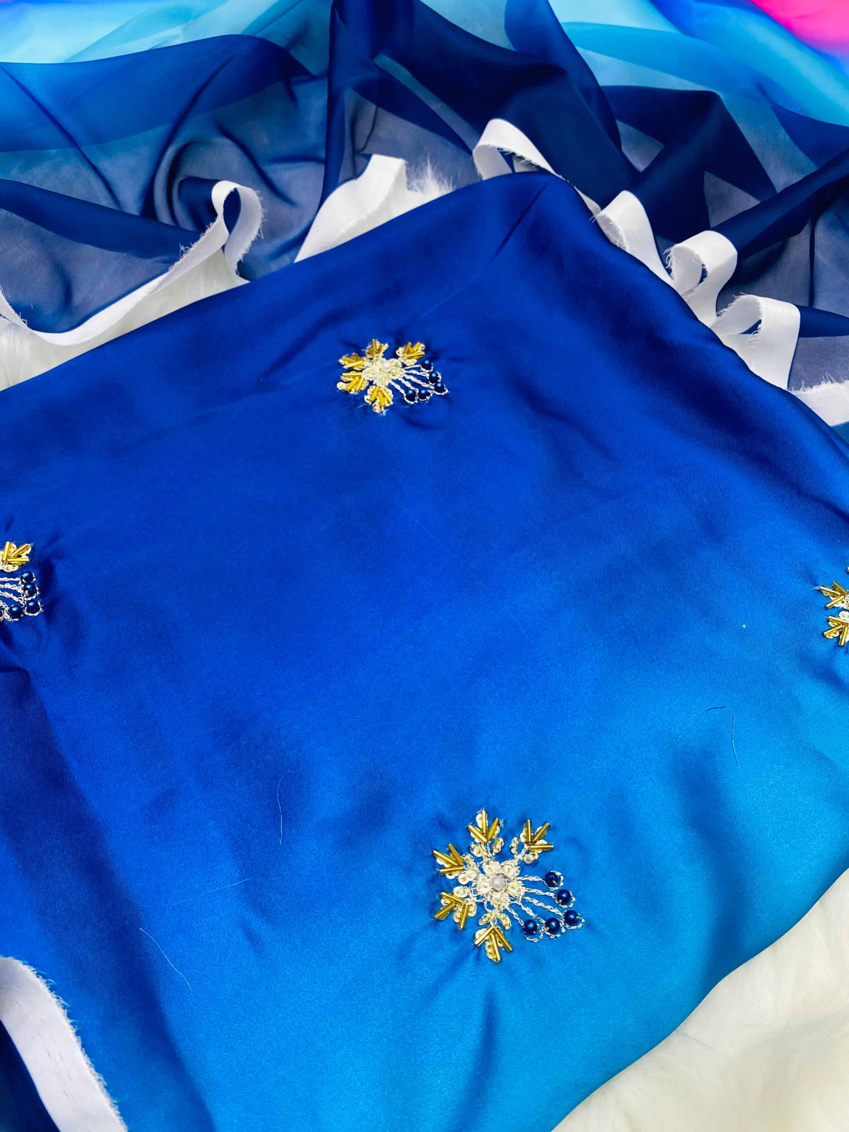 CHINA SILK ADDA WORK ROYAL BLUE