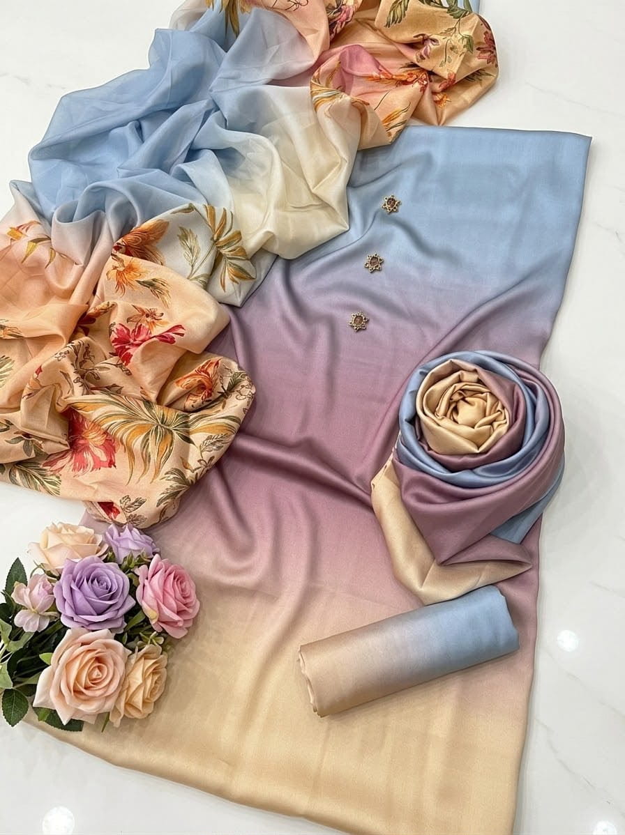 CHINA SILK TIE N DYE SKY PEACH