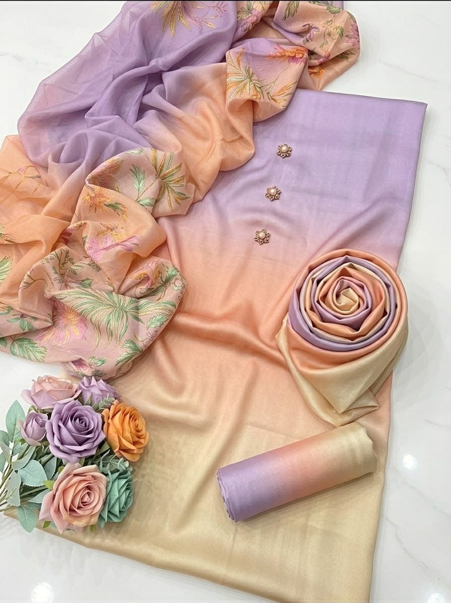 CHINA SILK TIE N DYE LILAC PEACH