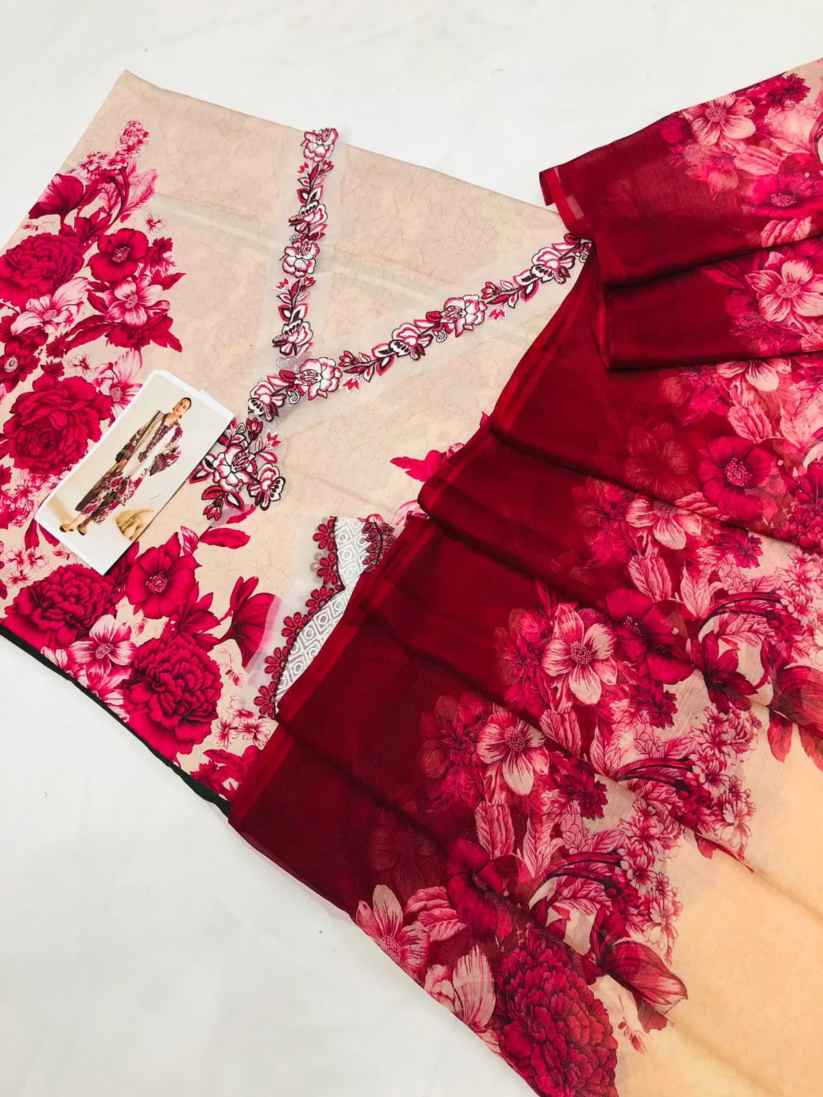 ADNANS LIBAS B - PINK FLOWERS LAWN - SR FABRICS