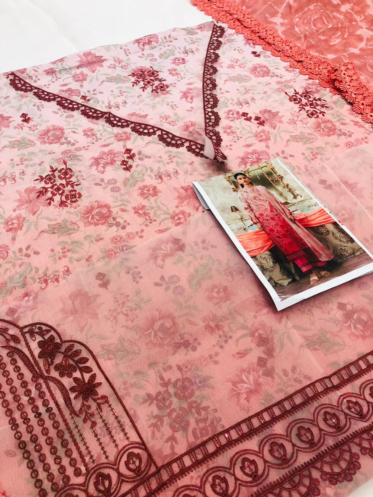 AFROZE PEACH TWO TONE LAWN - SR FABRICS