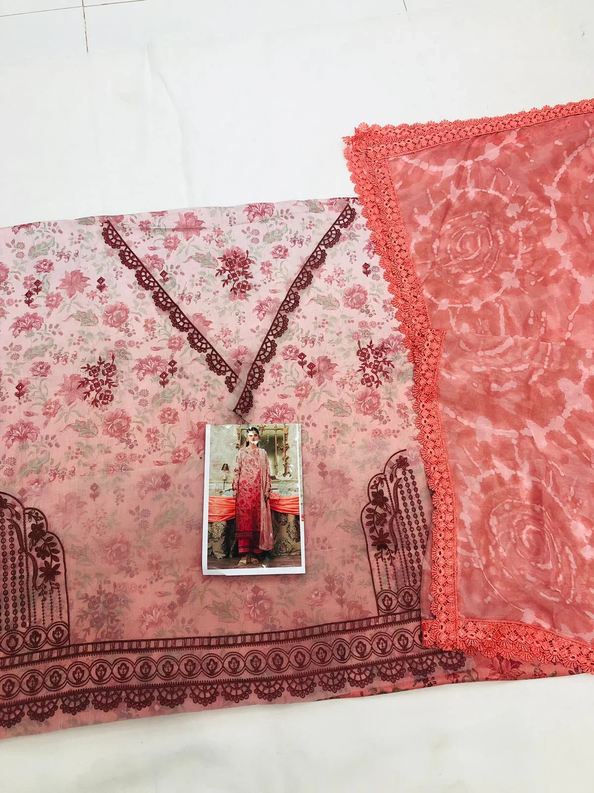 AFROZE PEACH TWO TONE LAWN - SR FABRICS