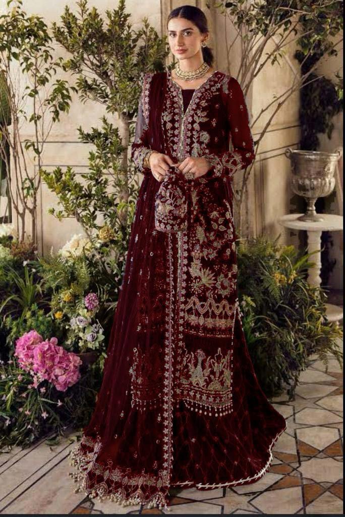 AFROZEH MAHROON - SR FABRICS