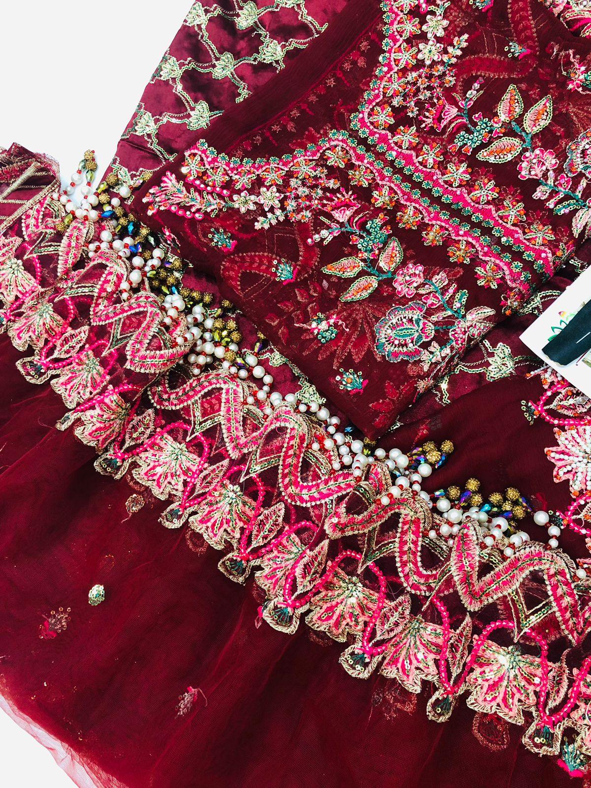 AFROZEH MAHROON - SR FABRICS