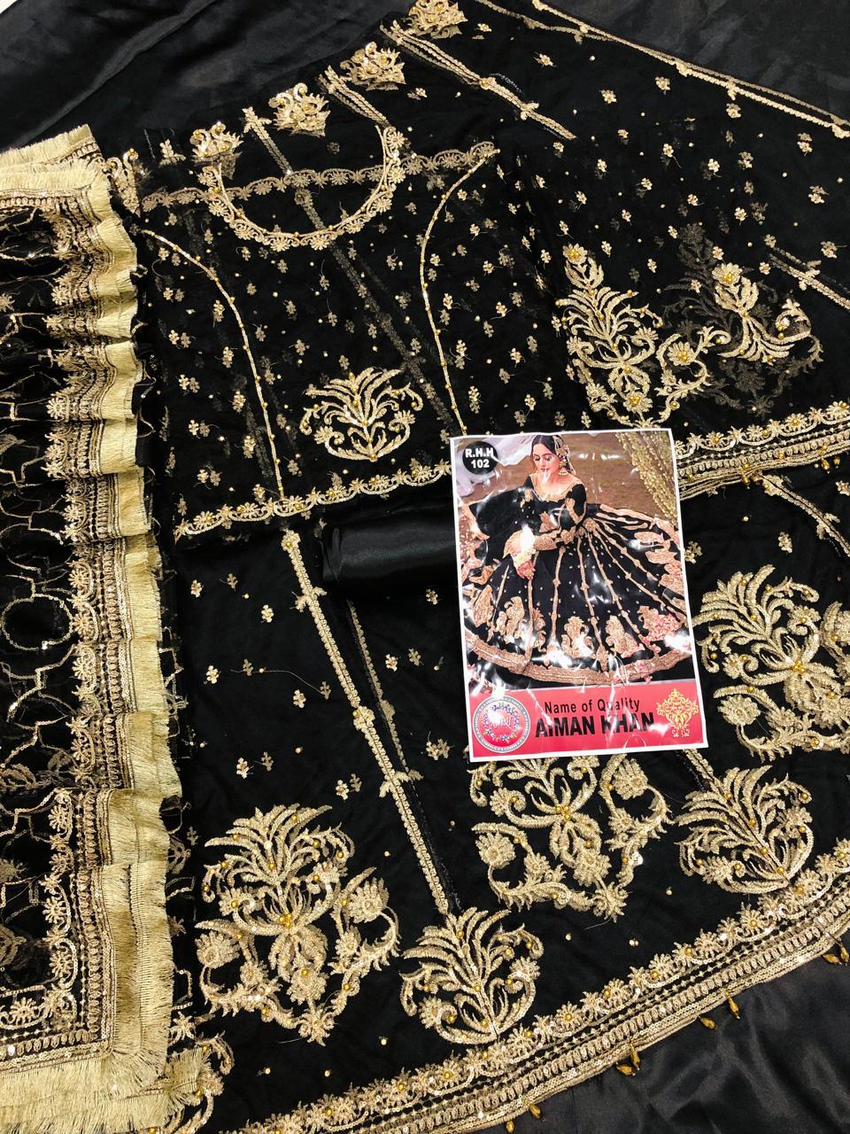 AIMAN KHAN BLACK - SR FABRICS