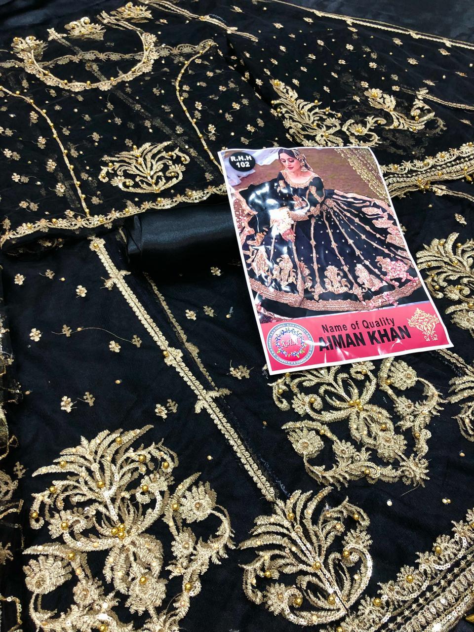 AIMAN KHAN BLACK - SR FABRICS