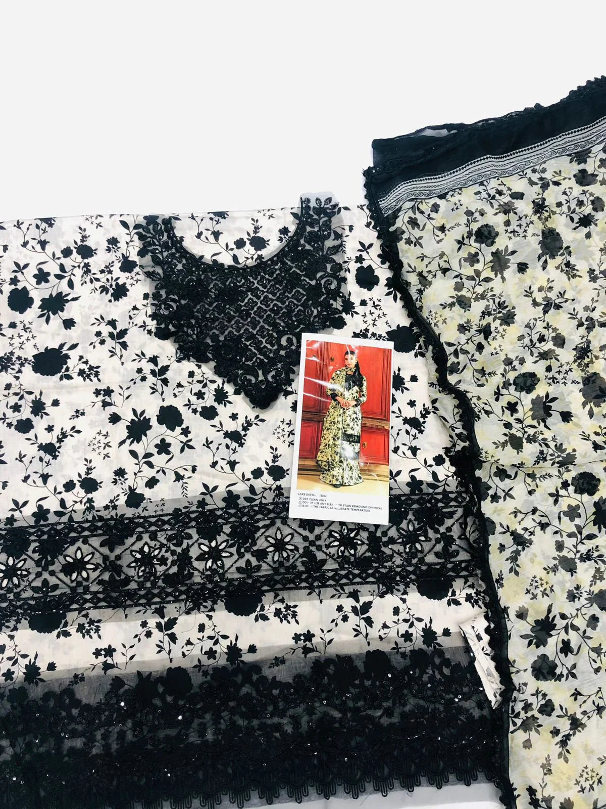 ANEELA SKIN BLACK LAWN - SR FABRICS