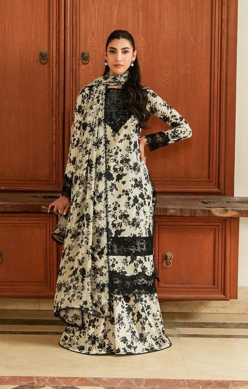 ANEELA SKIN BLACK LAWN - SR FABRICS
