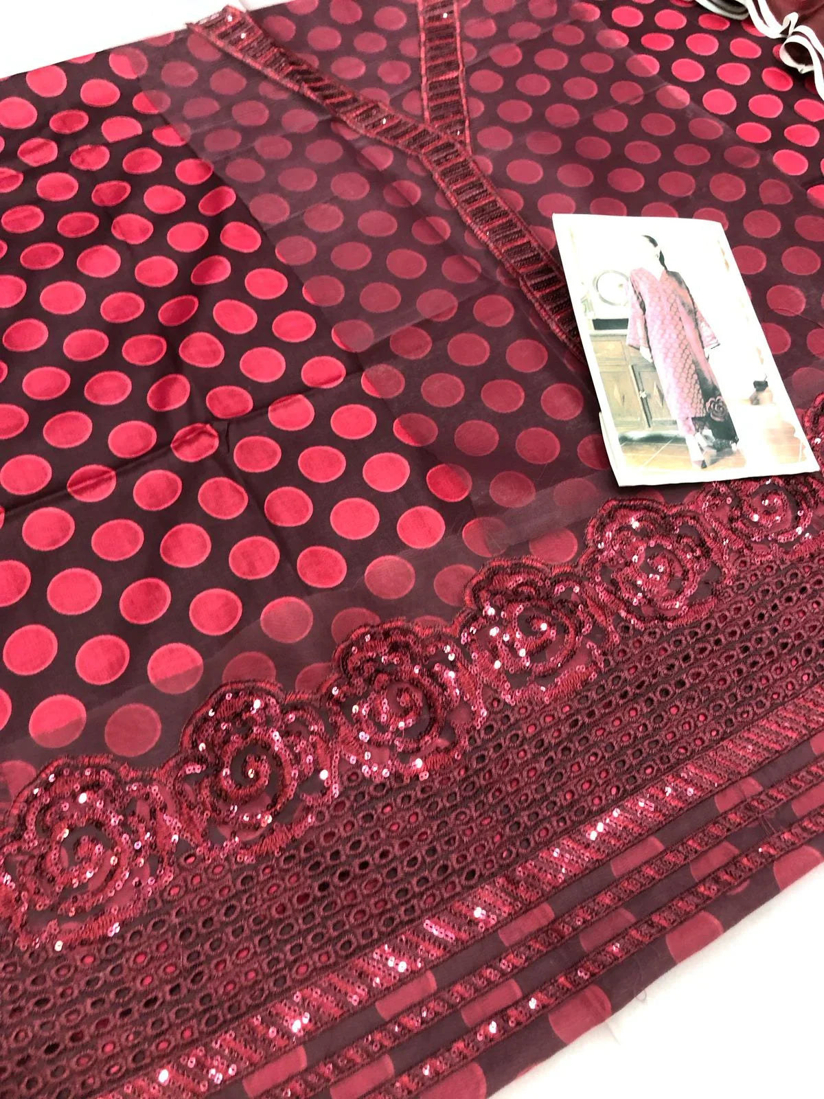 BAROQUE MAHROON PINK DIGITAL LAWN - SR FABRICS