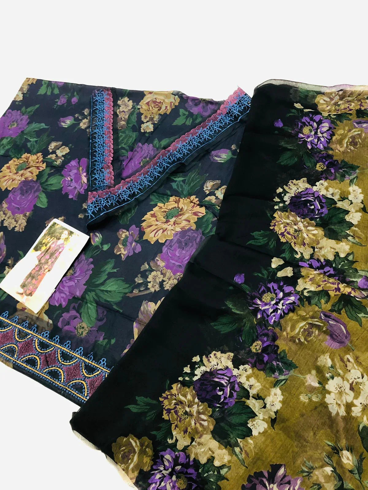 BAROQUE PURPLISH BLUE LAWN - SR FABRICS
