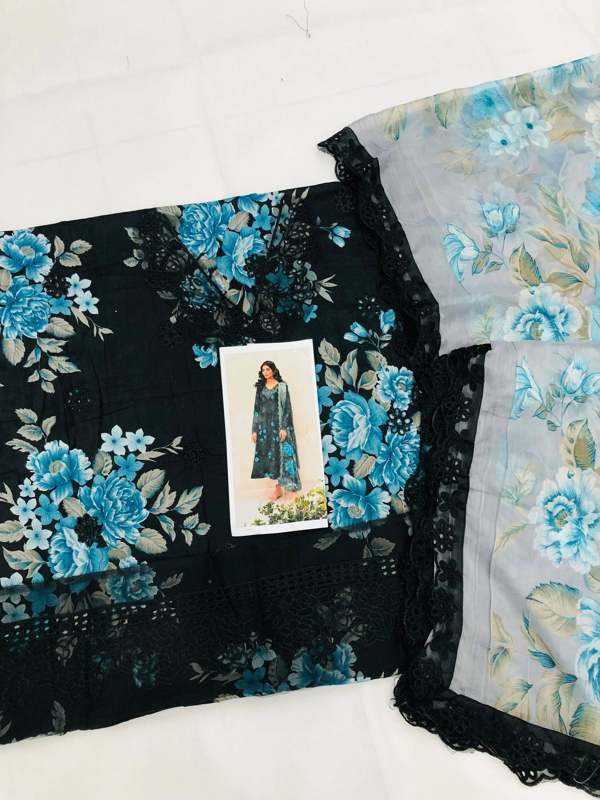 BLACK CHICKEN KARI LAWN - SR FABRICS