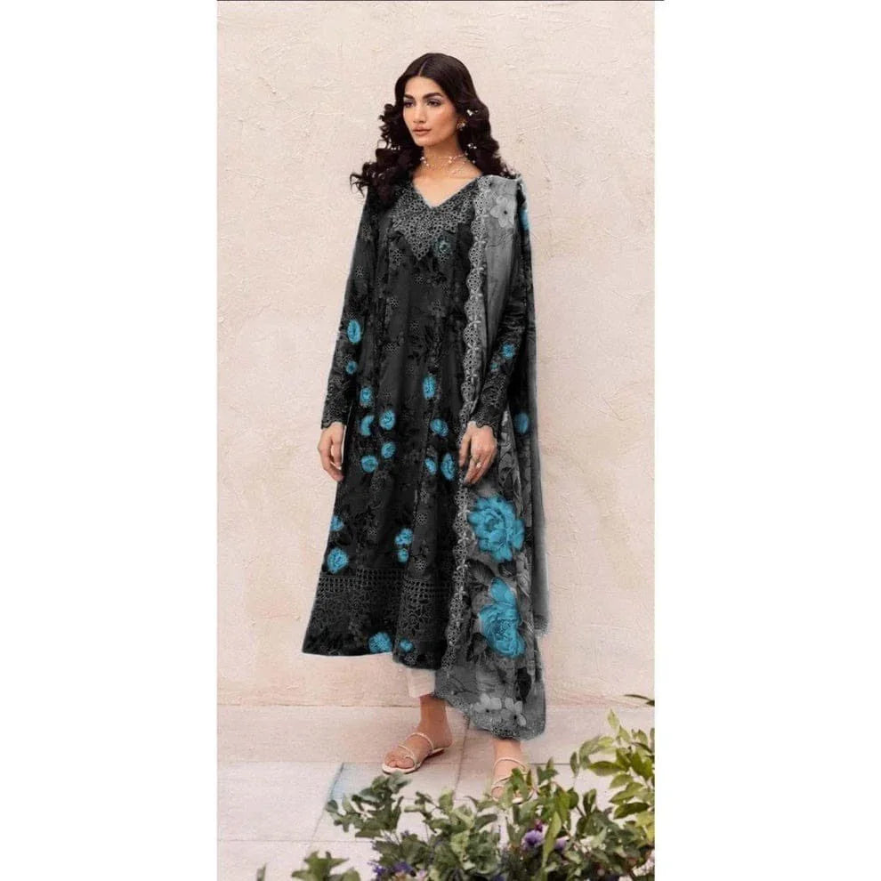 BLACK CHICKEN KARI LAWN - SR FABRICS