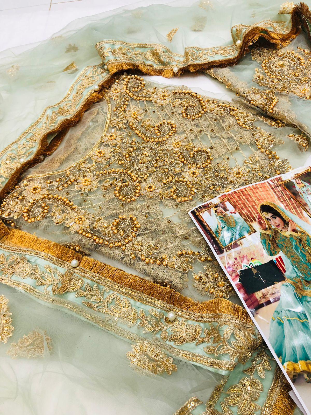 BRIDAL ENGLISH GREEN GARARA - SR FABRICS