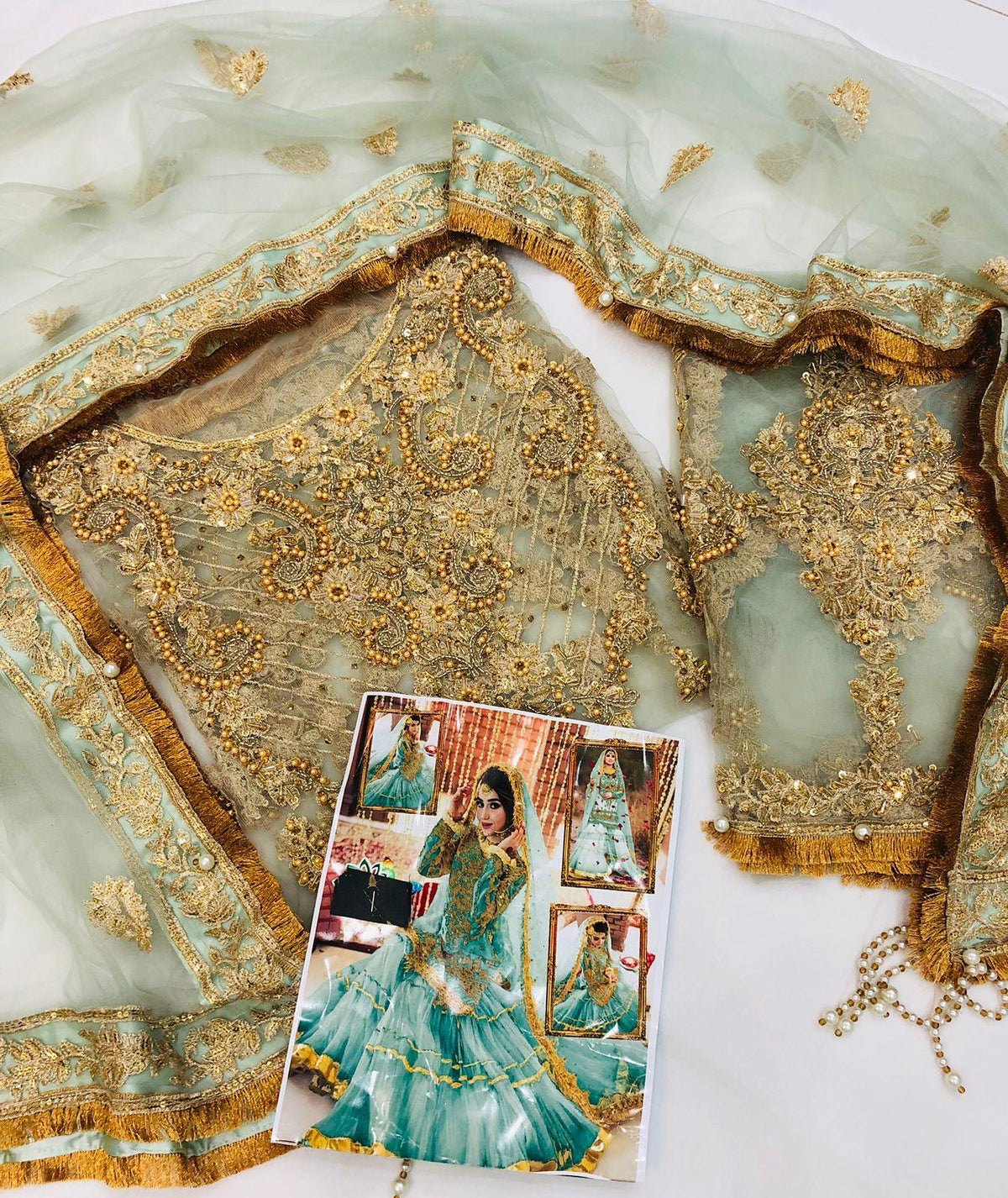 BRIDAL ENGLISH GREEN GARARA - SR FABRICS