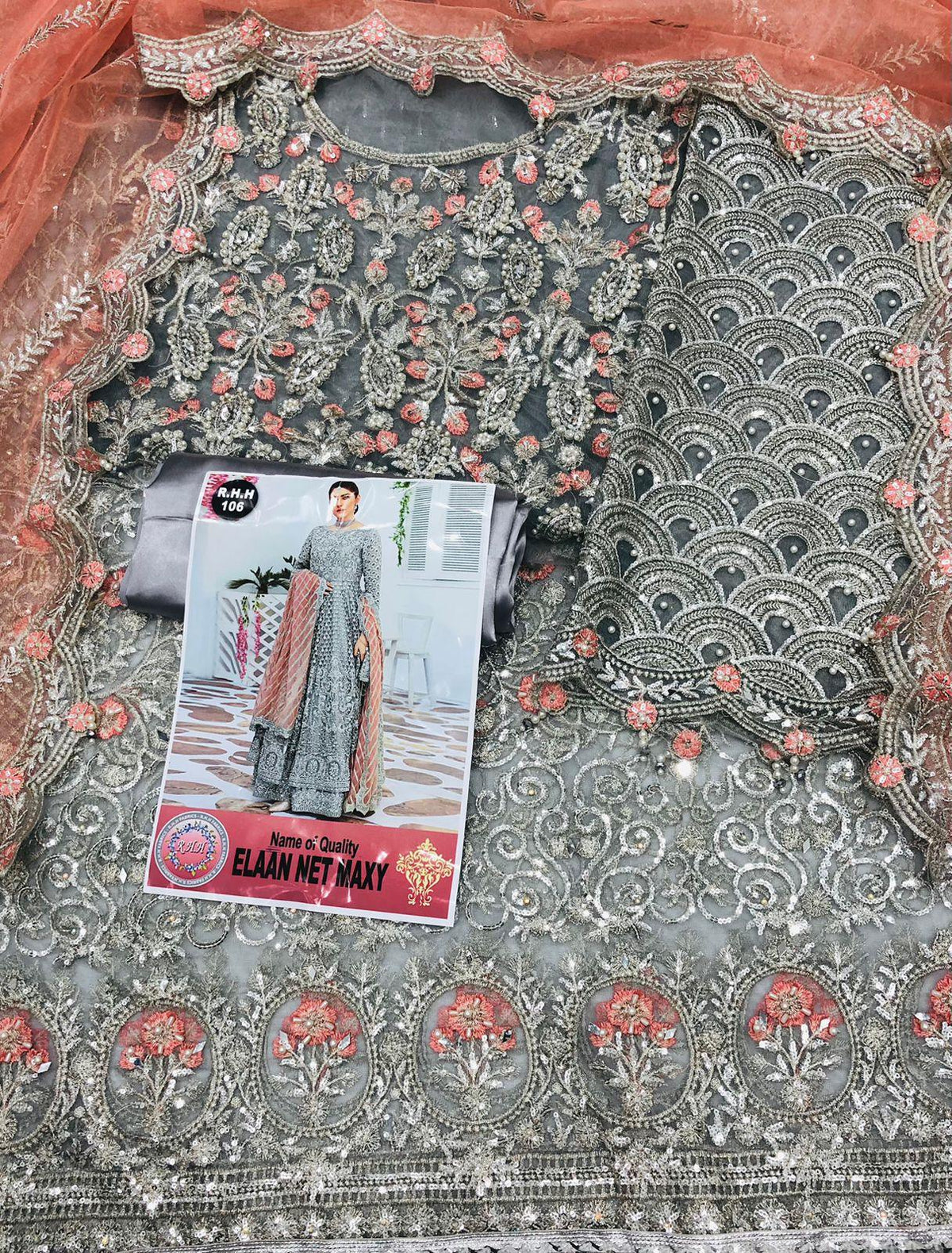 ELAN GREY PEACH NET MAKSI - SR FABRICS