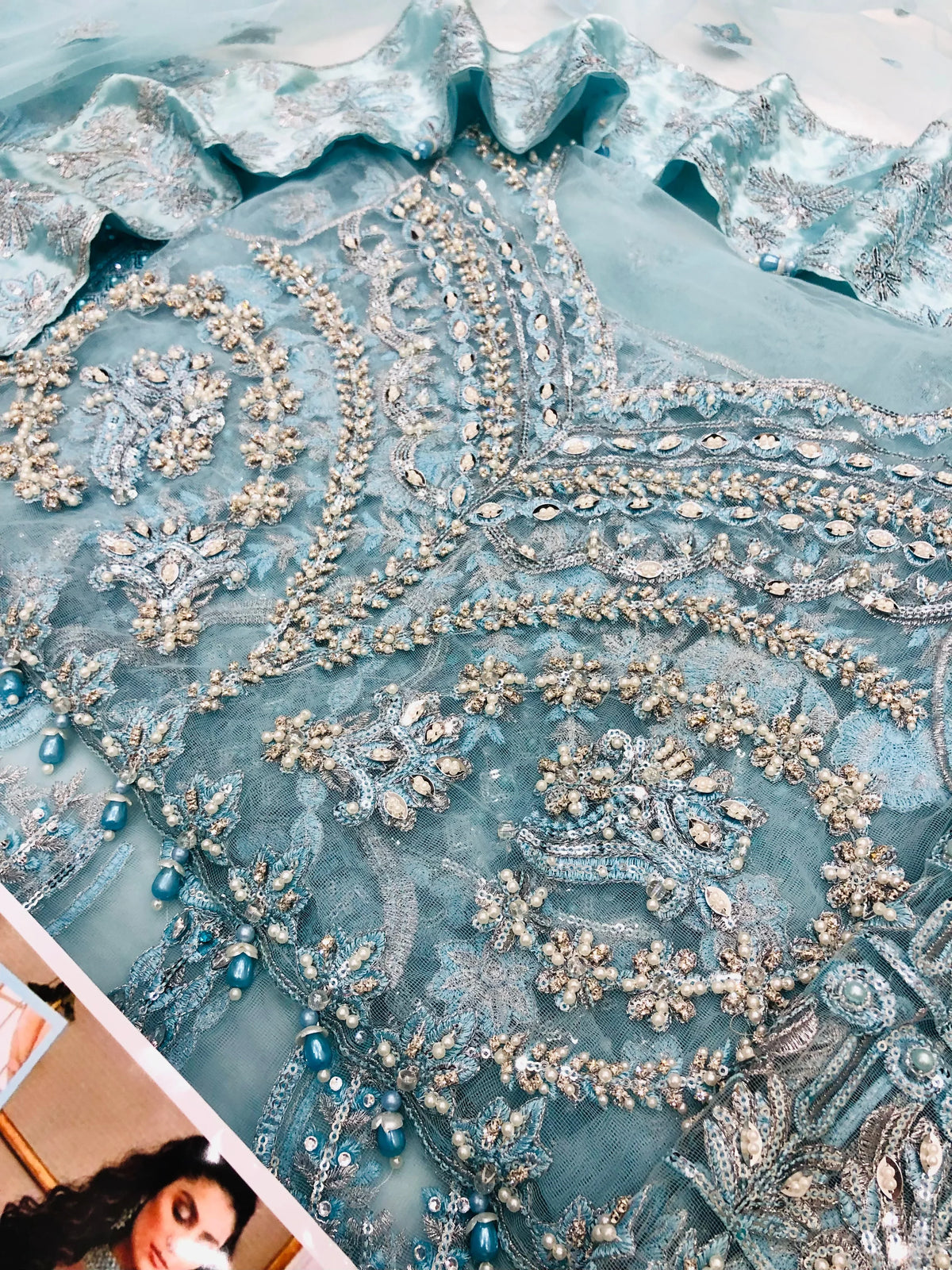 EMAAN ADEEL HEAVY NET MAKSI SKY - SR FABRICS