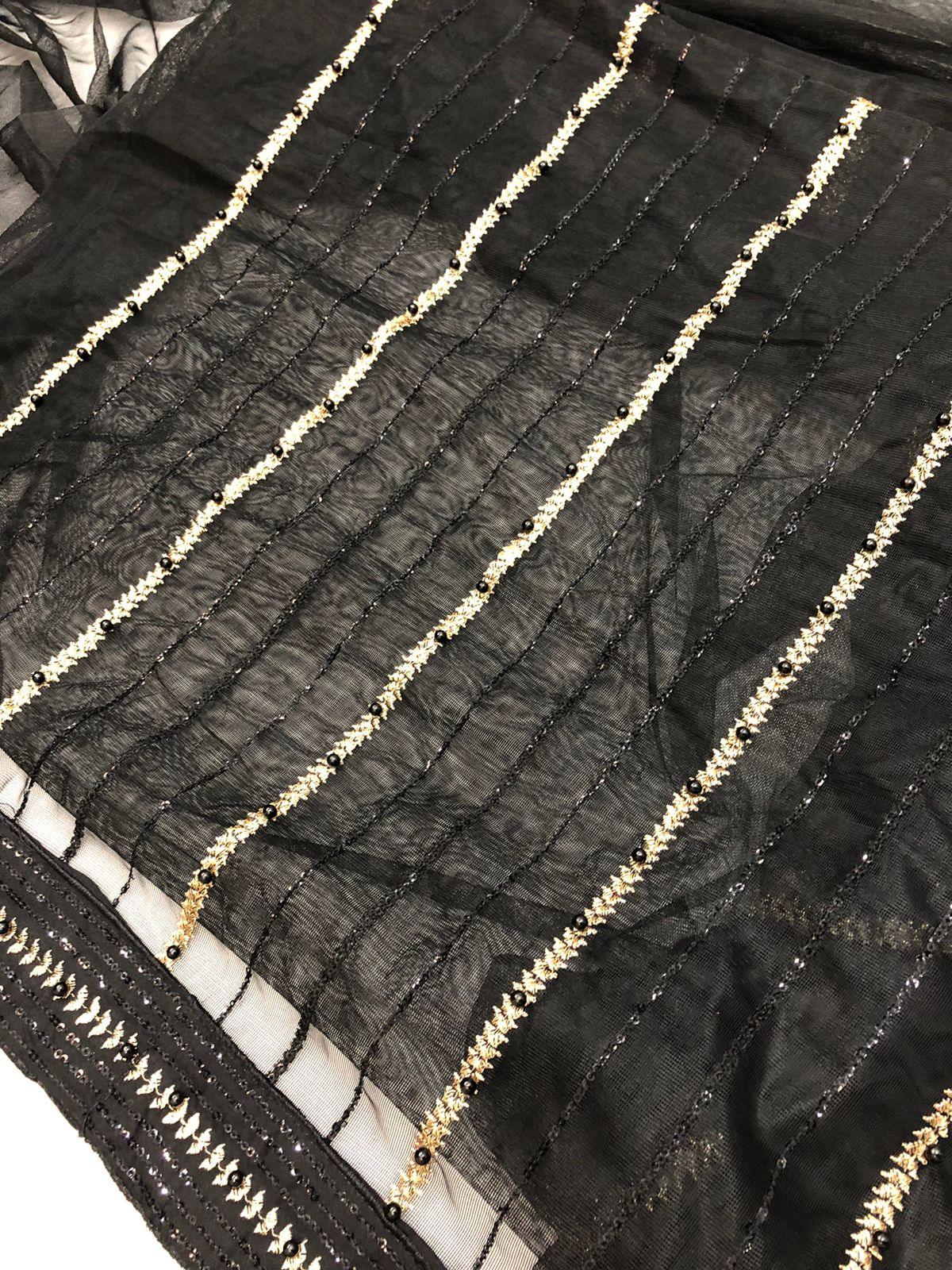 HASEEN BLACK SAREE TWO - SR FABRICS