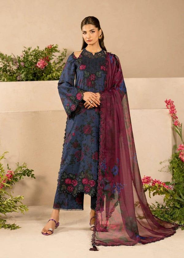 IZNIK BLUE FALSA LAWN - SR FABRICS