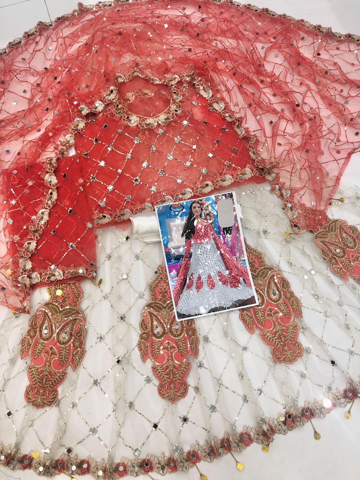 K WHITE PINK NET MAKSI - SR FABRICS