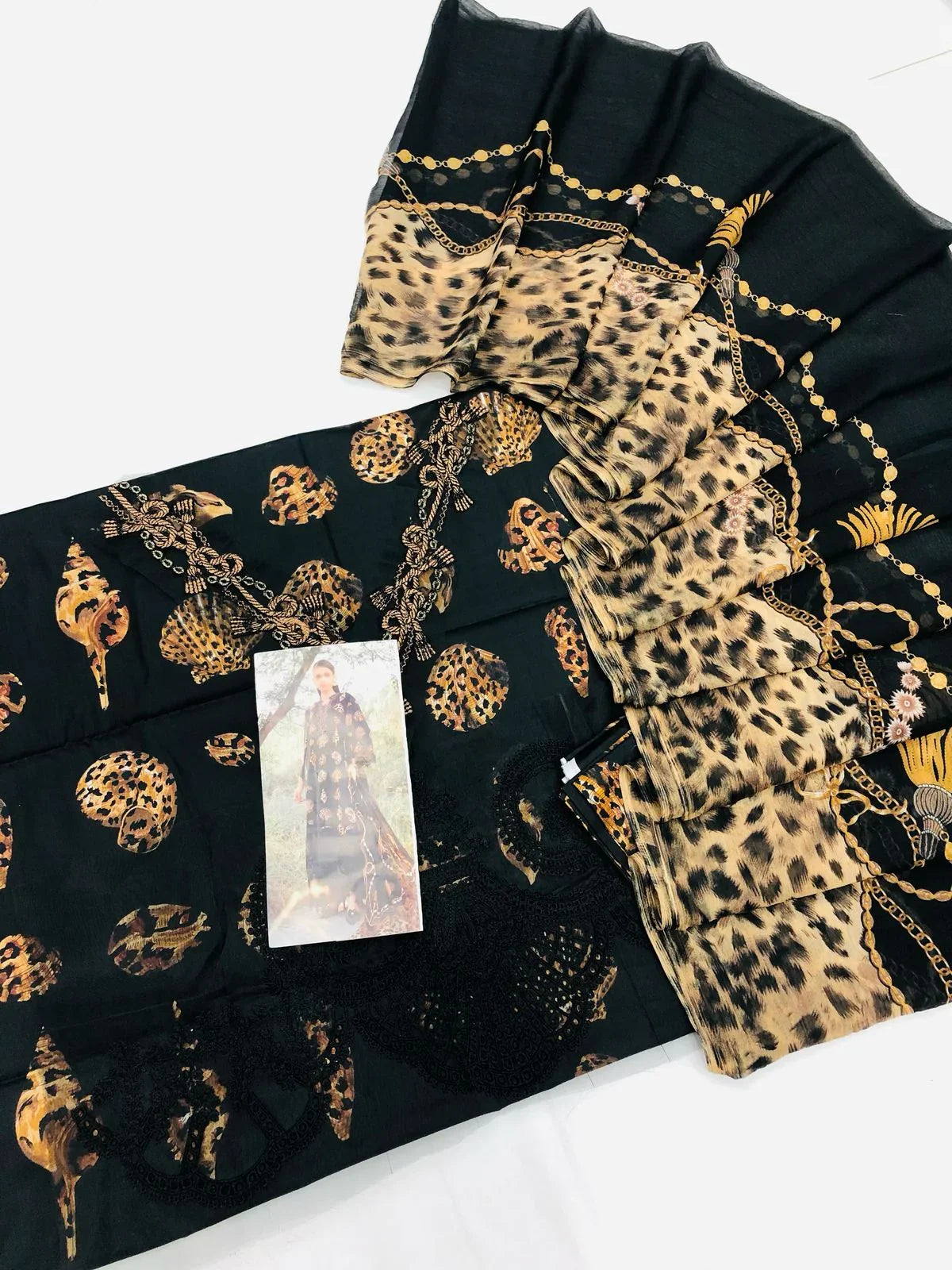 MB BLACK SHELLS DIGITAL LAWN - SR FABRICS