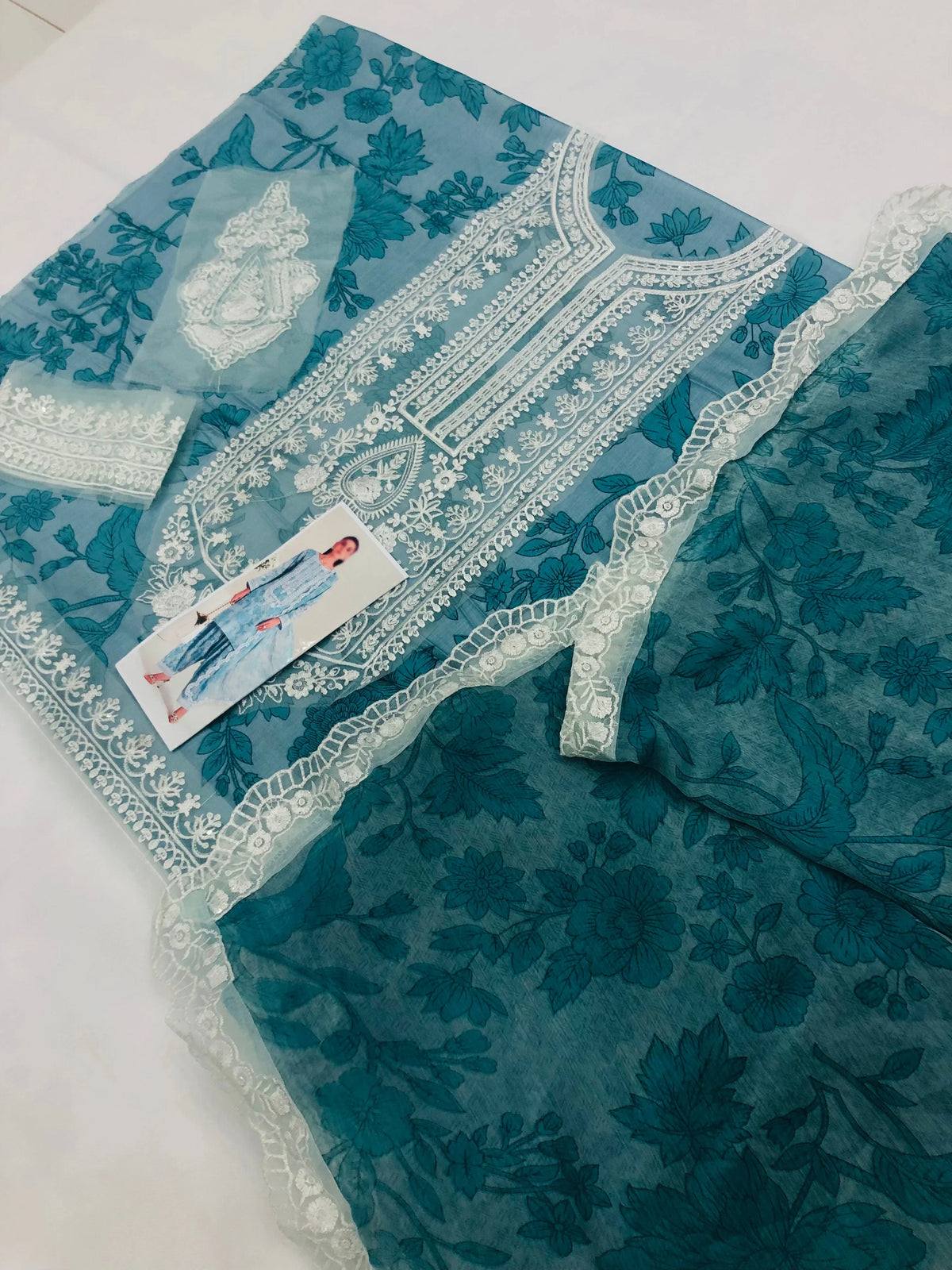 MB BLUSH SEA GREEN LAWN - SR FABRICS