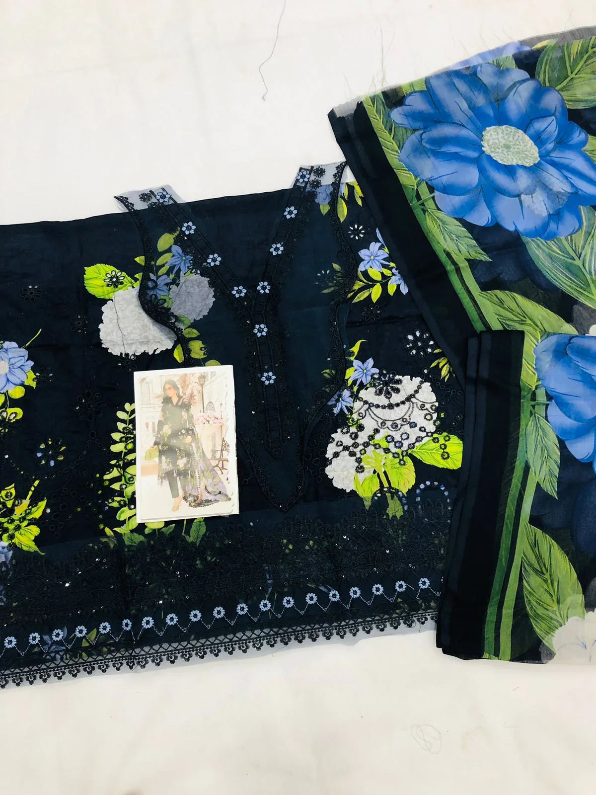 MB D - NAVY CHICKEN KARI LAWN - SR FABRICS