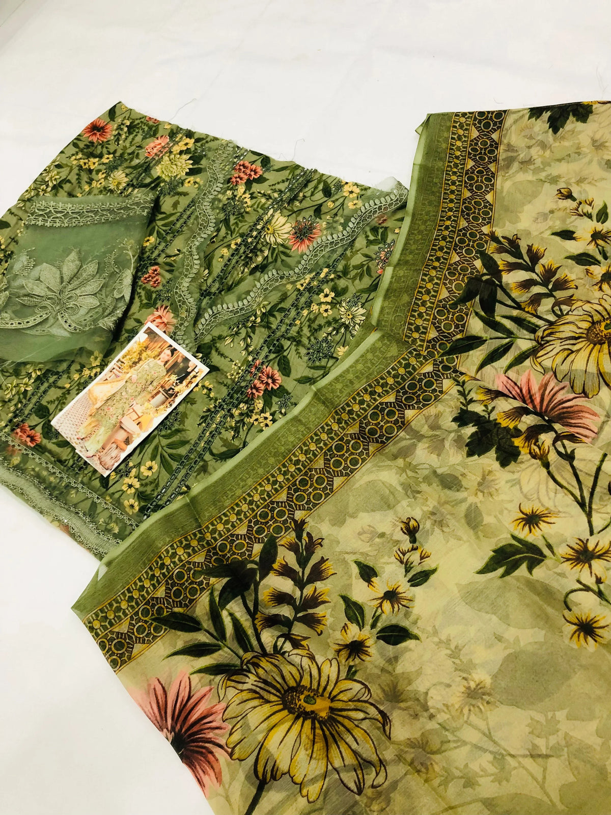 MB OLIVE CHICKEN KARI LAWN - SR FABRICS