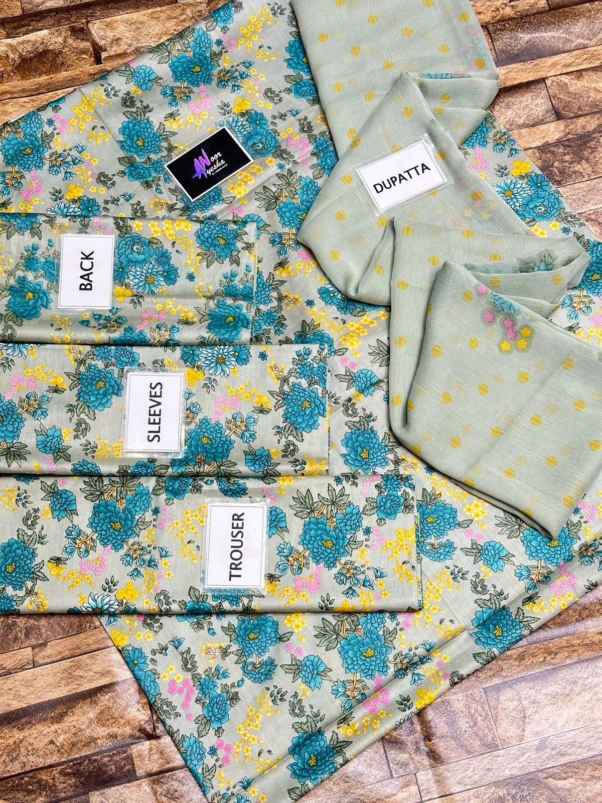 MB SEA FLOWERS PRINTED LAWN - SR FABRICS