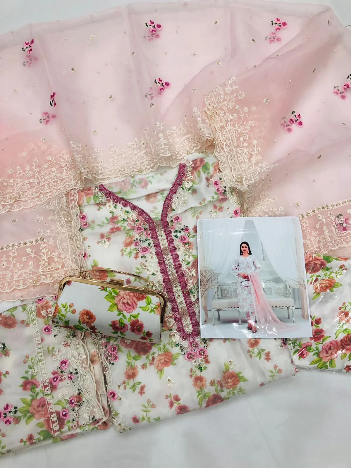 MINA HASSAN AURGANZA PINK - SR FABRICS