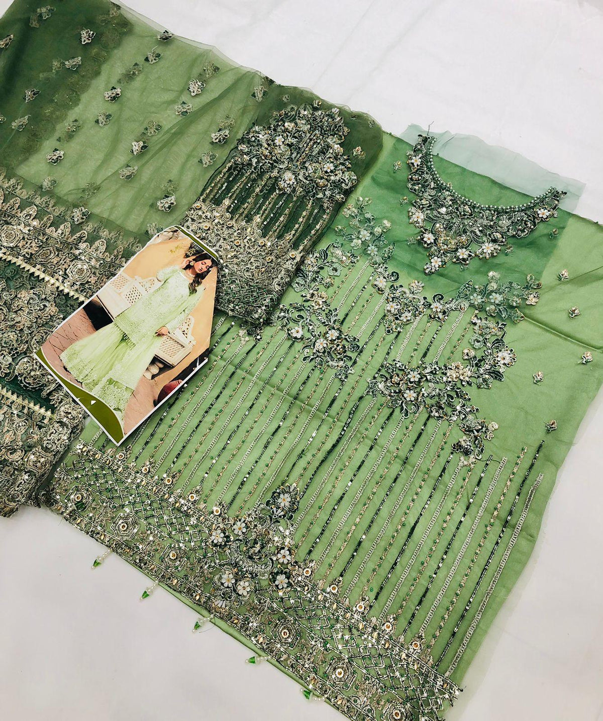 OLIVE GREEN GARARA - SR FABRICS
