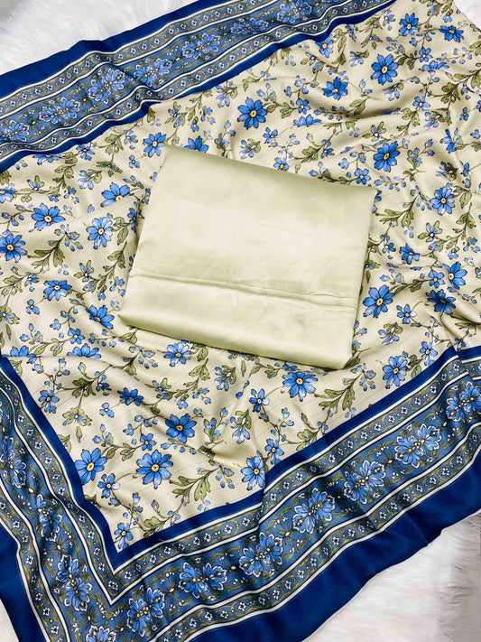 CHINA SILK WITH HERRINGBONE SHAWL FLOWERS