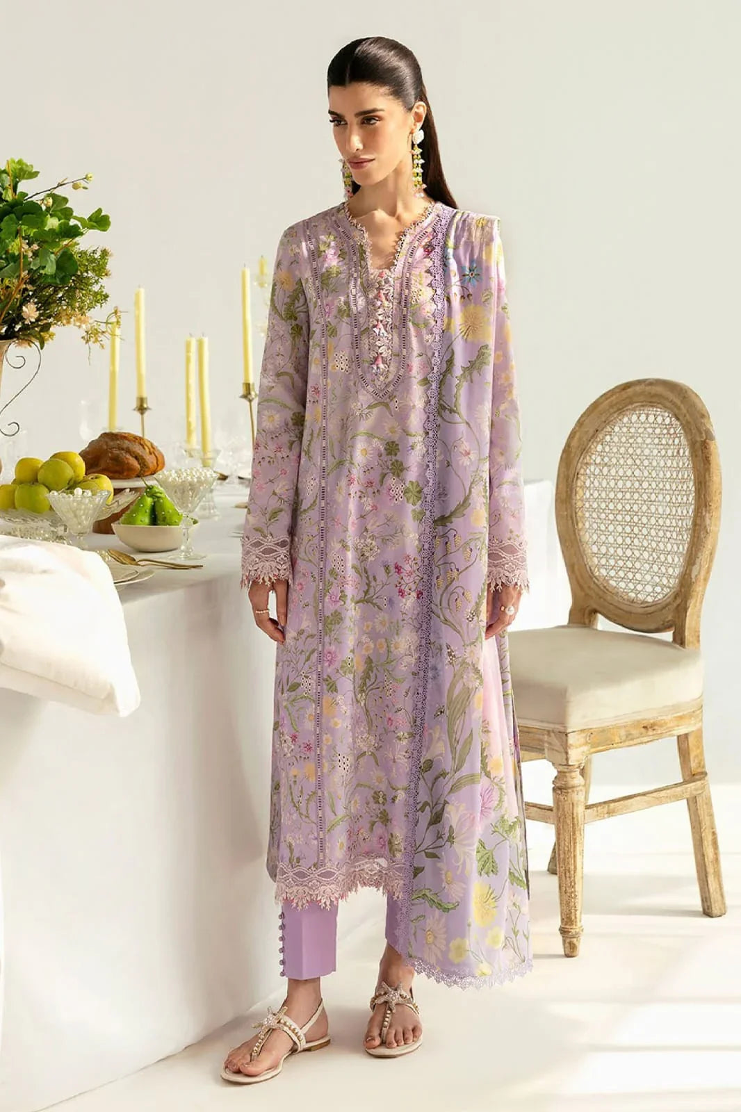 QALAMKAR LILAC CHICKEN KARI LAWN - SR FABRICS