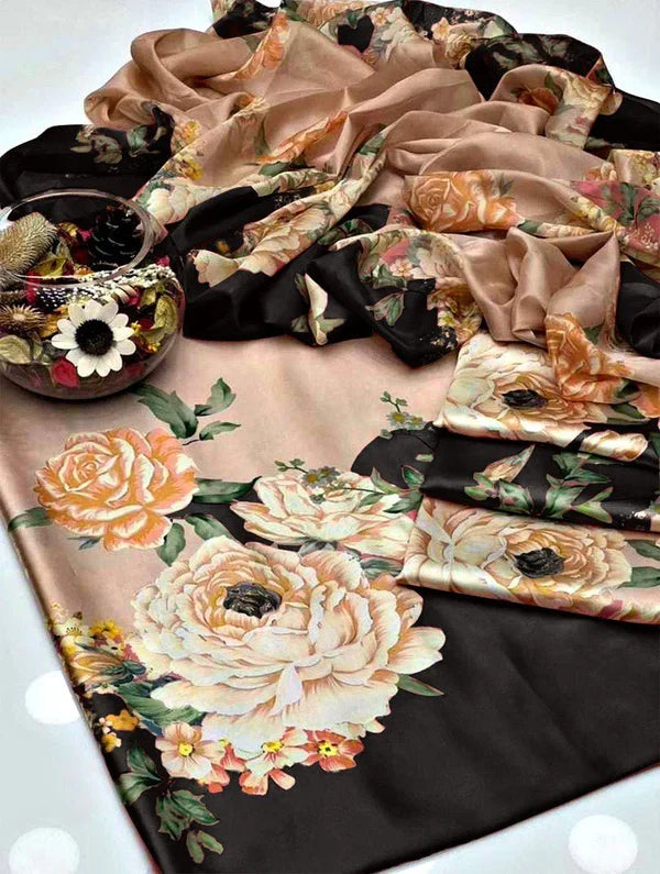 ROSES WITH BLACK CHINA SILK