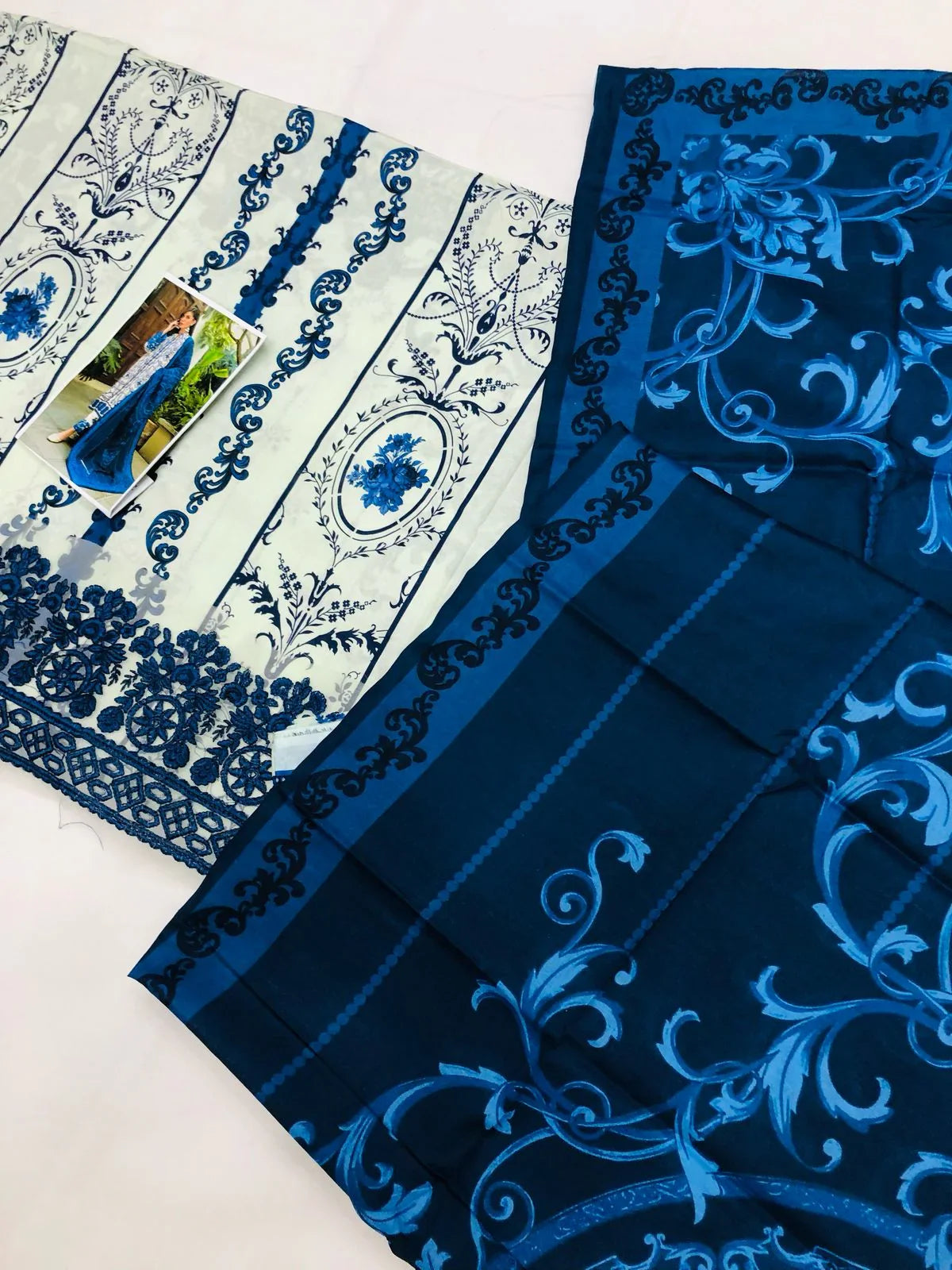 ZC ICE BLUE LAWN DUPATTA - SR FABRICS