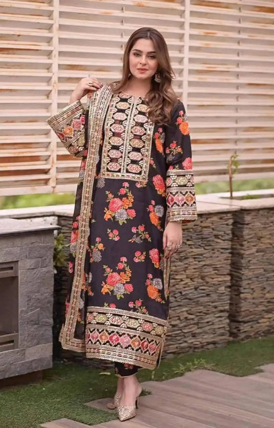 ANEELA BLACK LUXURY SILK DRESS
