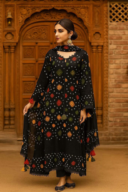ANEELA BLACK CHUNRI LAWN