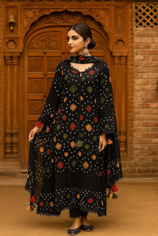 ANEELA BLACK CHUNRI LAWN