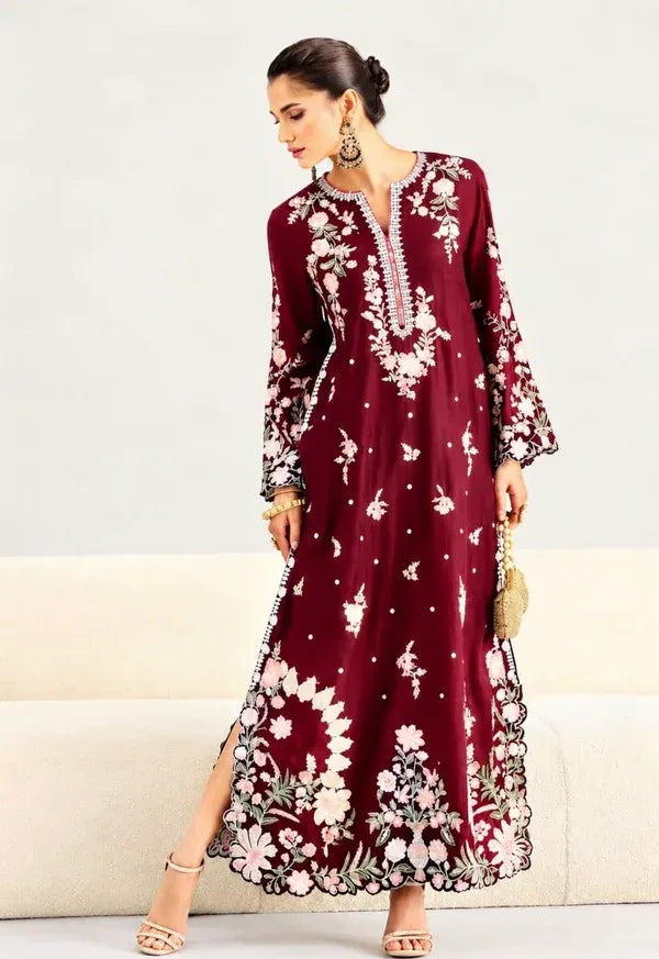 ETHNIC 2PC KAFTAN MAHROON