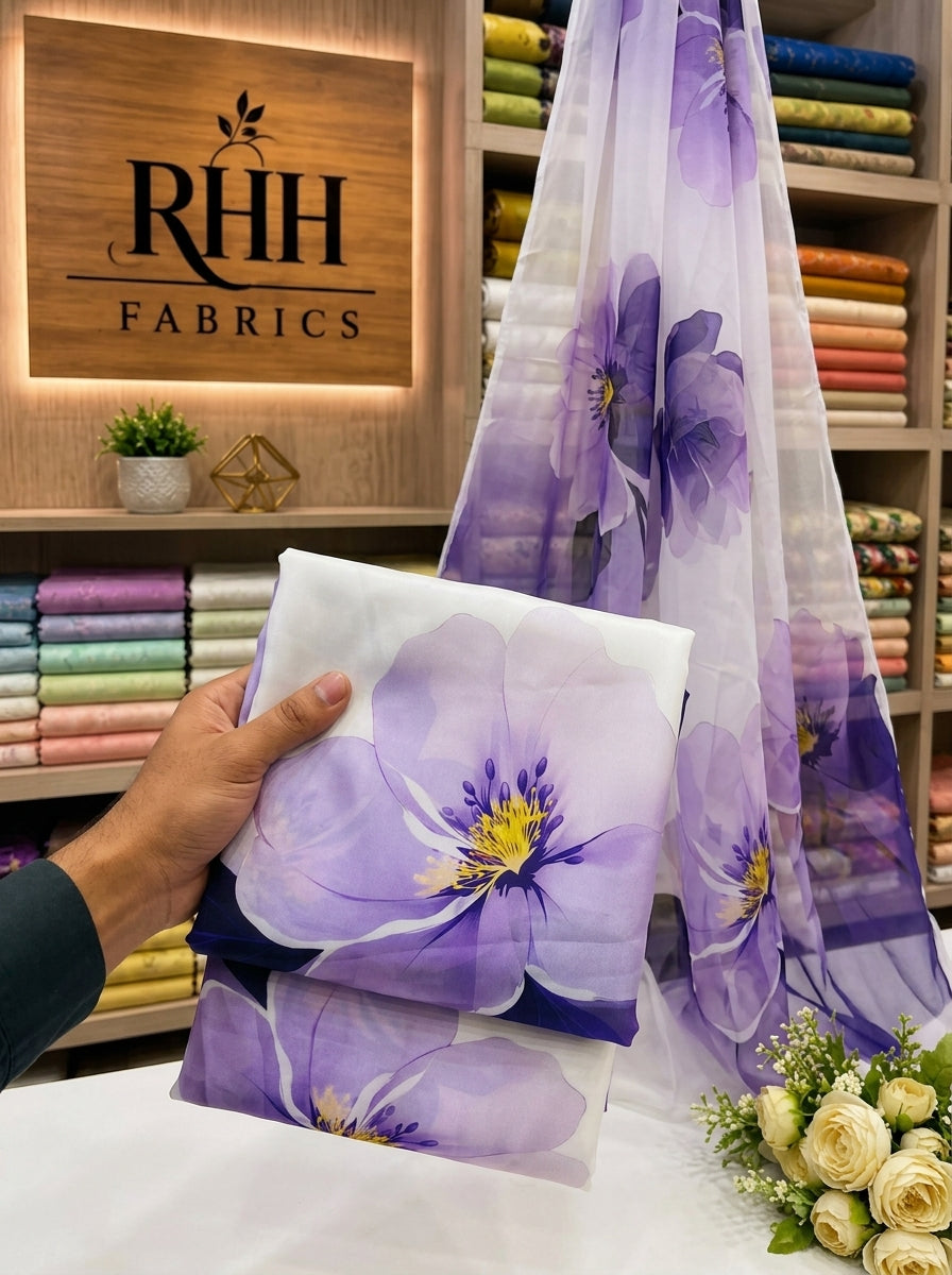 CHINA SILK 3D PURPLE FLOWERS