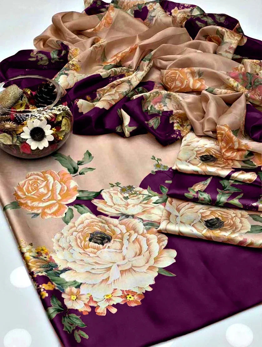 ROSES WITH PURPLE SILK