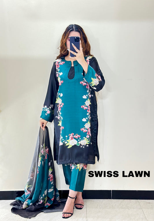 SWISS LAWN SEA GREEN BLACK