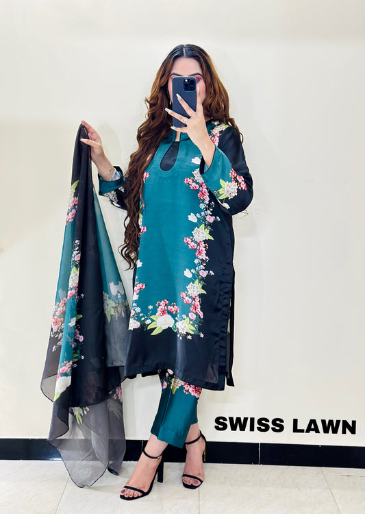 SWISS LAWN SEA GREEN BLACK