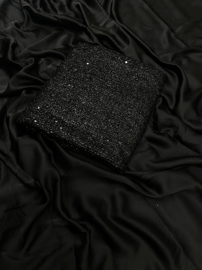 BLACK SEQUENCE SILK SAREE