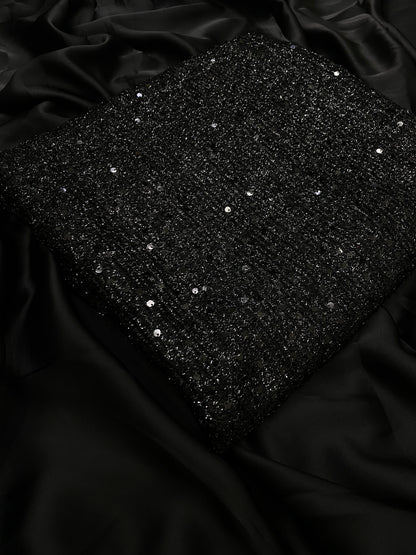 BLACK SEQUENCE SILK SAREE