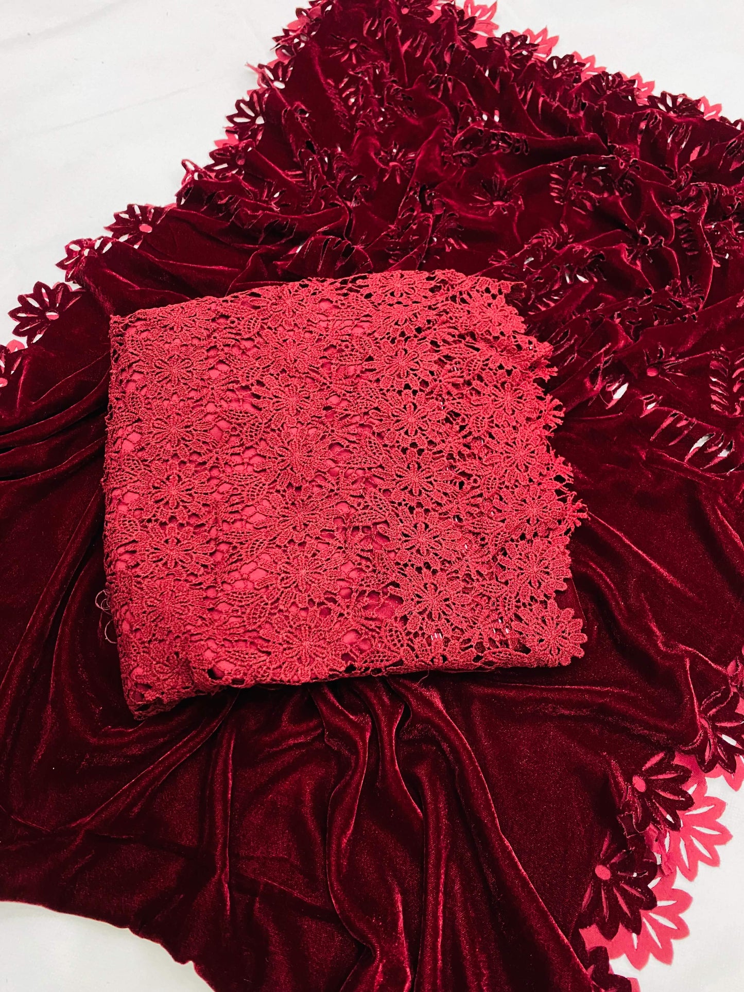 MAHROON VELVET CUTWORK
